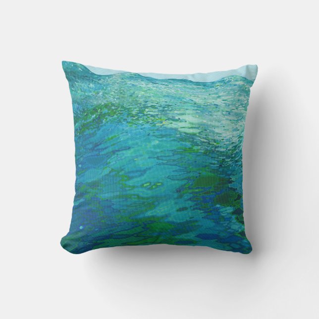 Out To Sea Ocean Waves Pillow by Juul (Front)