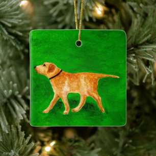 Out Walking the Dog Ceramic Ornament