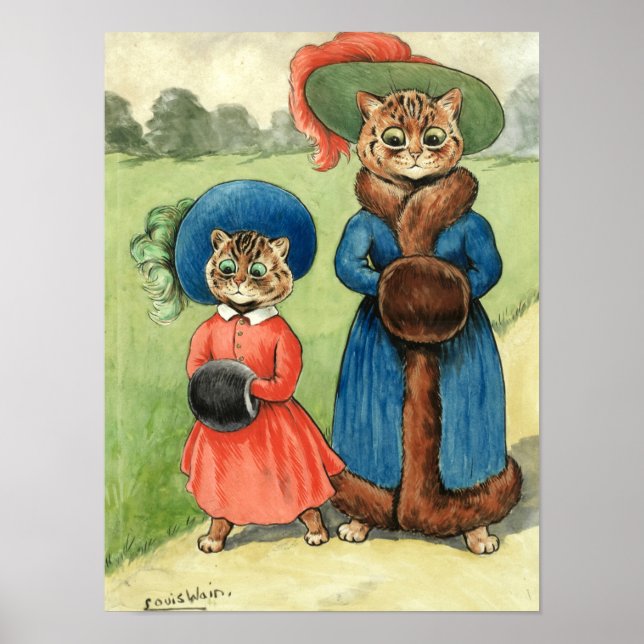 Out with Auntie by Louis Wain Poster (Front)