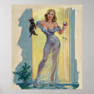 Out You Go Me and Cat Pinup Poster