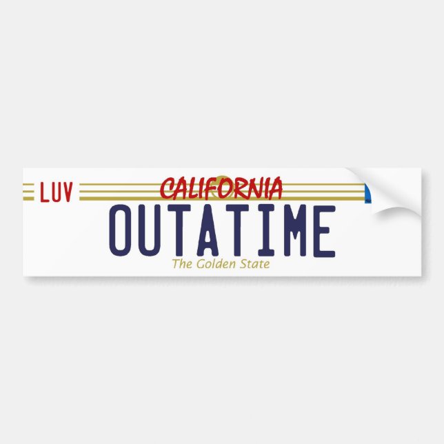 OUTATIME License Plate Bumper Sticker (Front)