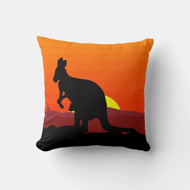 Outback Australian Kangaroo at Sunset Cushion (Front)