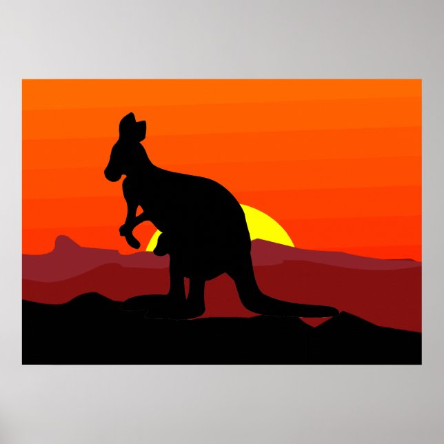 Outback Australian Kangaroo at Sunset Poster (Front)