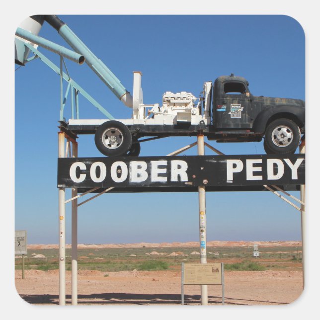Outback Coober Pedy Customised Souvenir Square Sticker (Front)