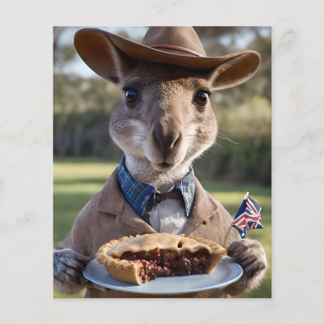 "Outback Delight: A Kangaroo Eats Aussie Meat Pie Flyer (Front)