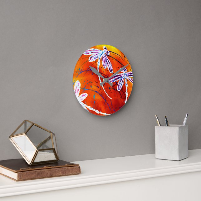 Outback Dragonfly Dance Round Clock (Office)