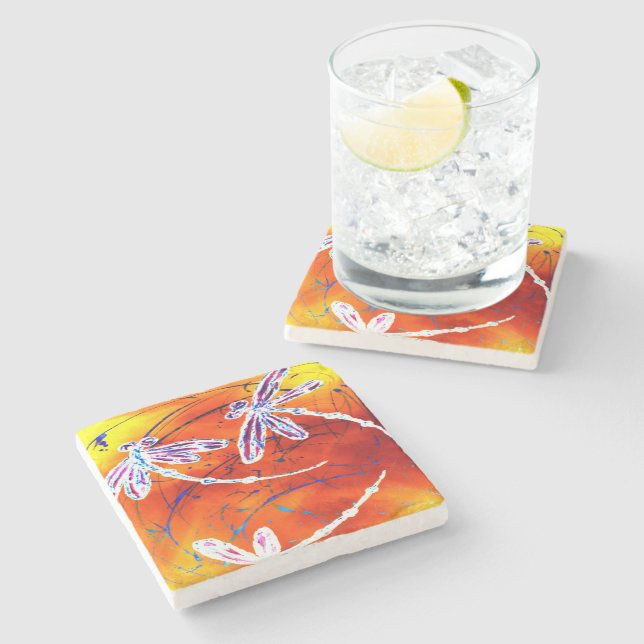 Outback Dragonfly Dance Stone Coaster (Side)