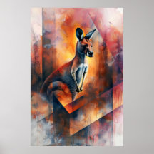 Outback Essence: Kangaroo in Abstraction