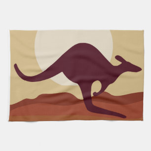 Outback kangaroo tea towel