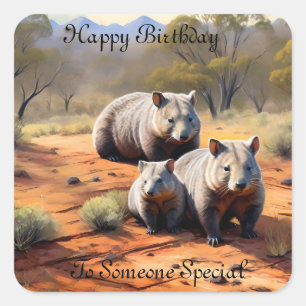 Outback Trio: Wombat Wanderers, Square Sticker