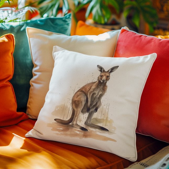 Outback Wanderer: Watercolor Kangaroo Cushion (Creator Uploaded)