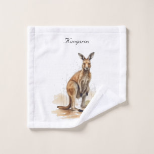 Outback Wanderer: Watercolor Kangaroo cusom Wash Cloth