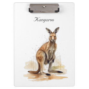 Outback Wanderer: Watercolor Kangaroo custom Clipboard