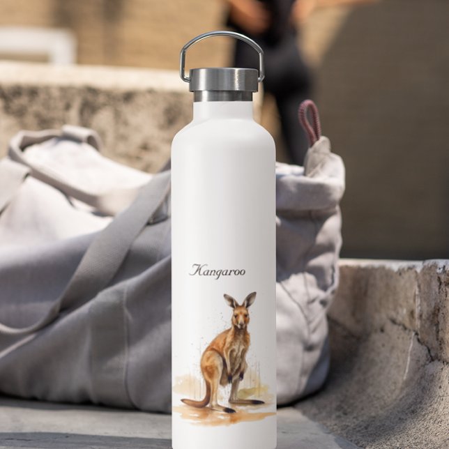 Outback Wanderer: Watercolor Kangaroo custom Water Bottle (Creator Uploaded)
