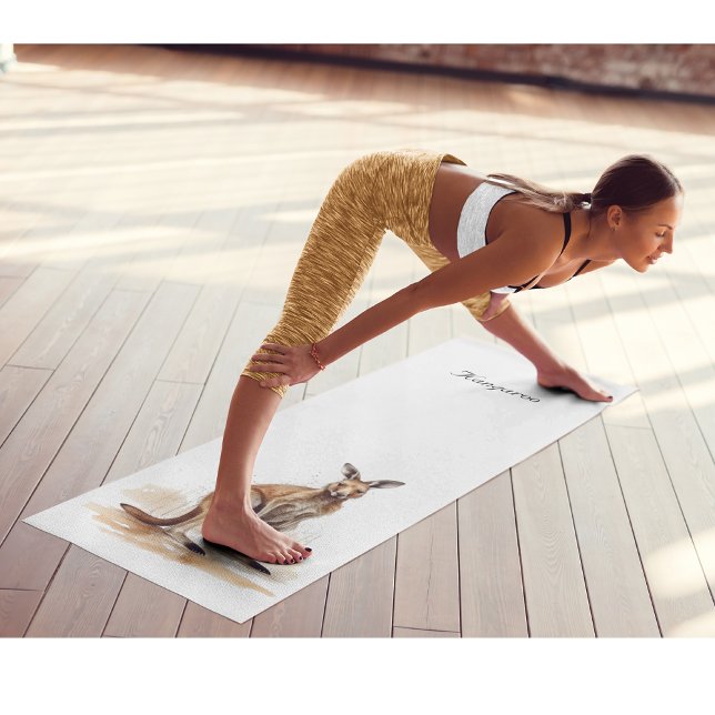 Outback Wanderer: Watercolor Kangaroo custom Yoga Mat (Creator Uploaded)