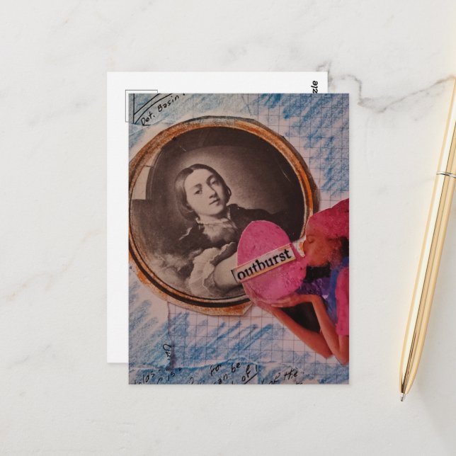 Outburst Messy Mixed Media Collage Postcard (Front/Back In Situ)