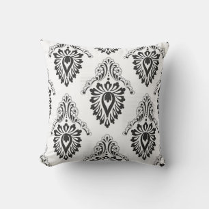 Outdoor Accent Pillow-Black/White Damask  Cushion