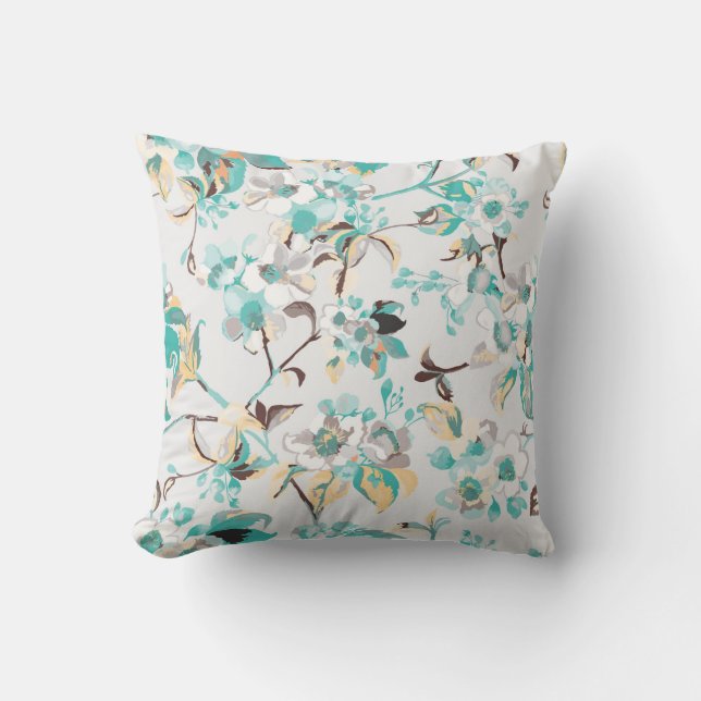 Outdoor Accent Pillow-Flowers   Throw Pillow (Front)