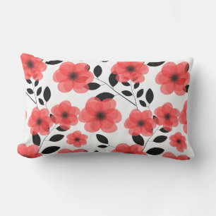 Outdoor Accent Pillow-Red Flowers Throw Pillow