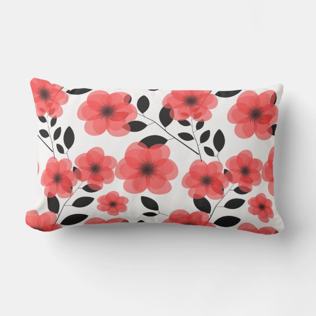 Outdoor Accent Pillow-Red Flowers Throw Pillow (Front)