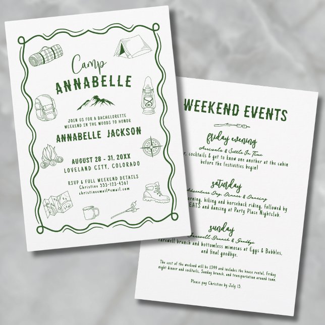 Outdoor Adventure Camp Bachelorette Party Invitation (Outdoor Adventure Camp Bachelorette Party Invitation)