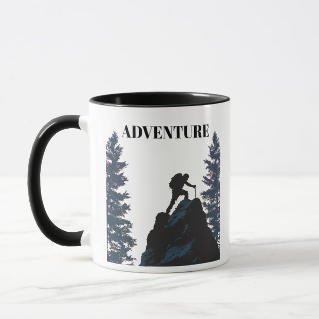 Outdoor Adventure Hiker Silhouette & Motivation Mug (Left)
