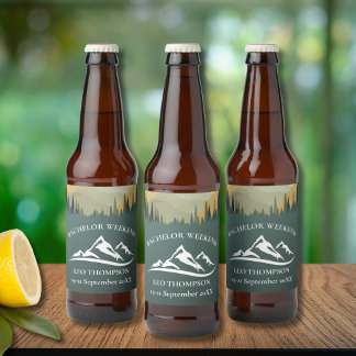 Outdoor Adventure Mountain Bachelor Weekend  Beer Bottle Label