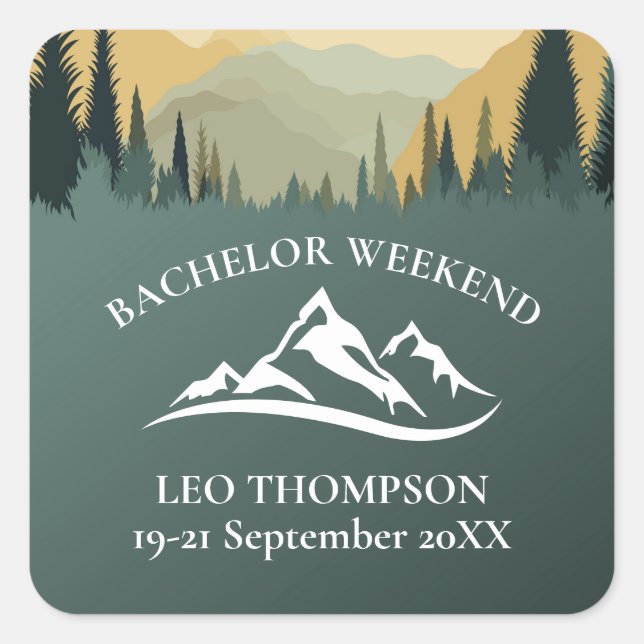 Outdoor Adventure Mountain Bachelor Weekend  Square Sticker (Front)
