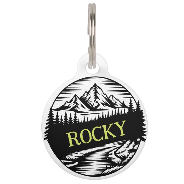 Outdoor Adventure Mountain Personalised Pet Tag (Front)