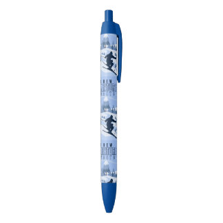  Outdoor Adventure snowboarding Winter  Blue Ink Pen
