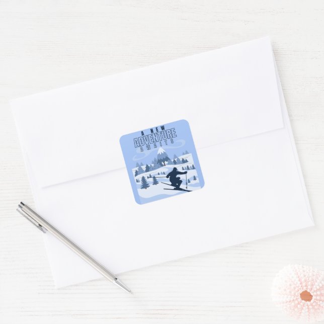  Outdoor Adventure snowboarding Winter  Square Sticker (Envelope)