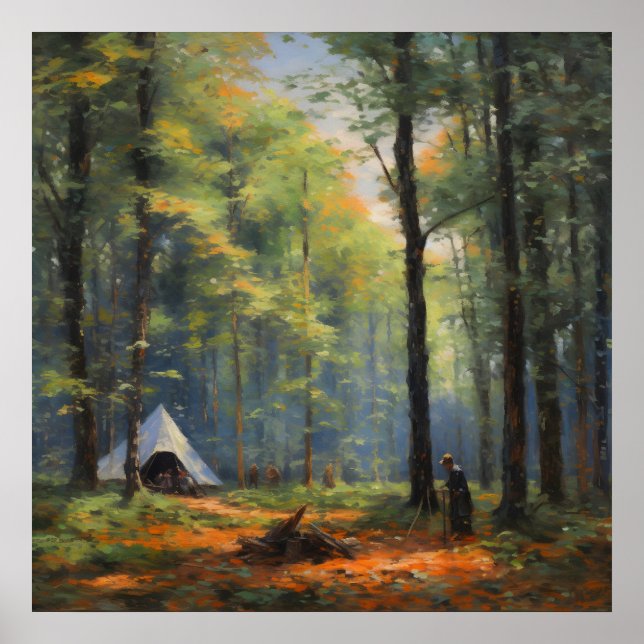 Outdoor Adventure With an Impressionist Forest  Poster (Front)
