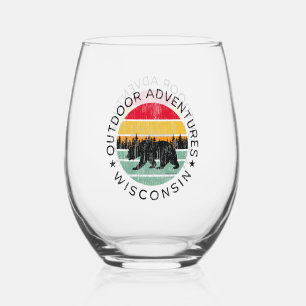 Outdoor Adventures Wisconsin Stemless Wine Glass