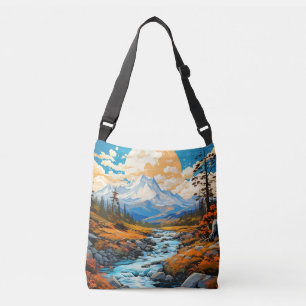 Outdoor Autumn River Valley Crossbody Bag