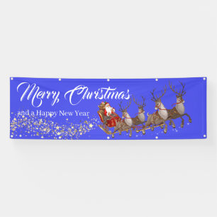 Outdoor Banner Santa Reindeers Merry Christmas