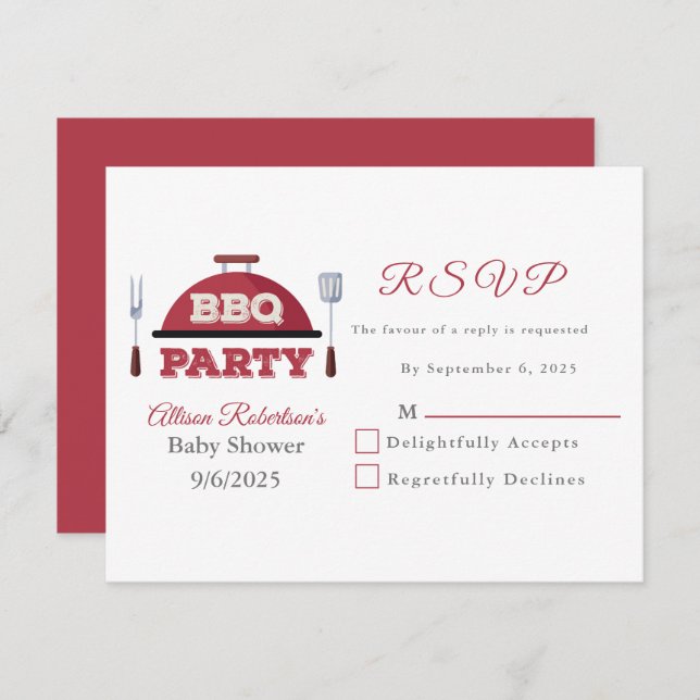 Outdoor BBQ Baby Shower RSVP Card (Front/Back)
