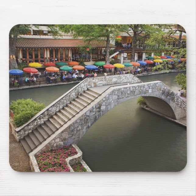 Outdoor cafe along River Walk and bridge over 2 Mouse Pad (Front)