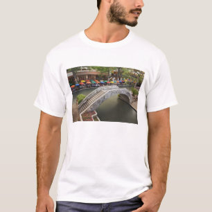 Outdoor cafe along River Walk and bridge over 2 T-Shirt