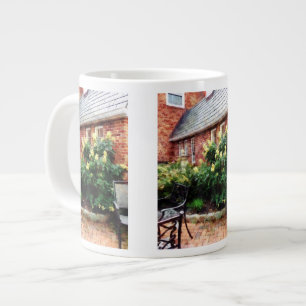 Outdoor Cafe With Hydrangea Large Coffee Mug