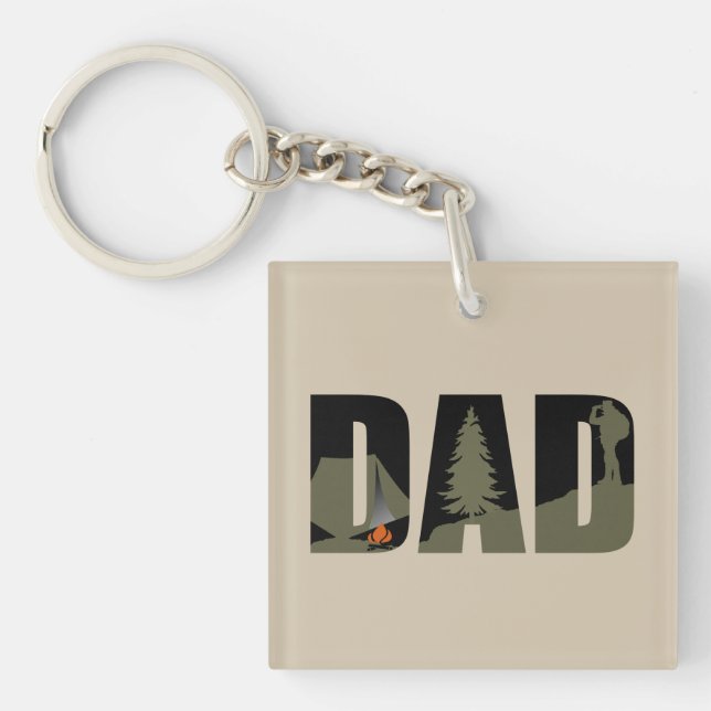 Outdoor camping dad happy camper key ring (Front)