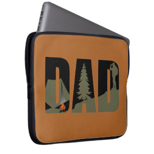 Outdoor camping dad happy camper laptop sleeve