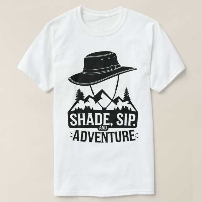 Outdoor Camping Hat Mountains Adventure Art T-Shirt (Design Front)