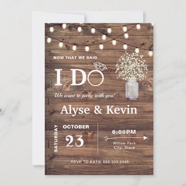 Outdoor Casual Wedding Reception Barn Lights Invitation (Front)