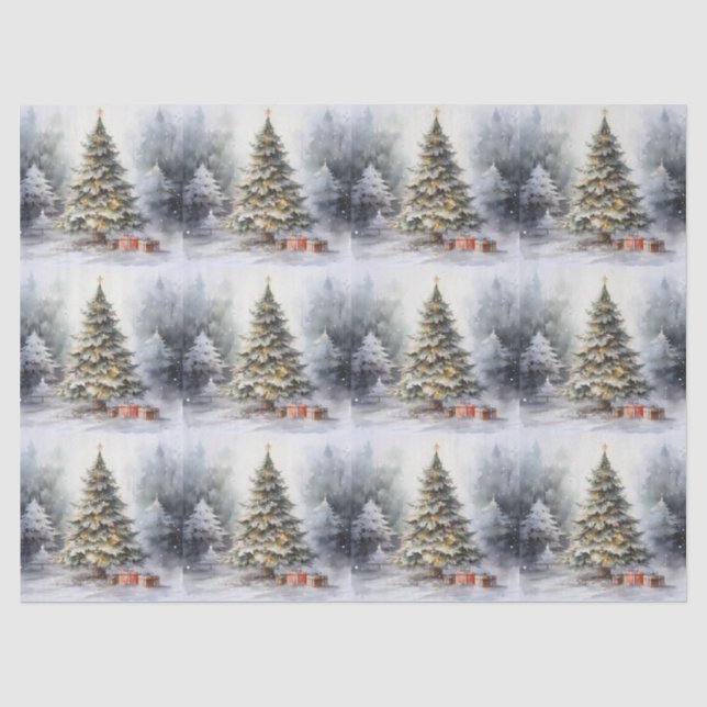 Outdoor Christmas Tree With Presents Tissue Paper (Front)