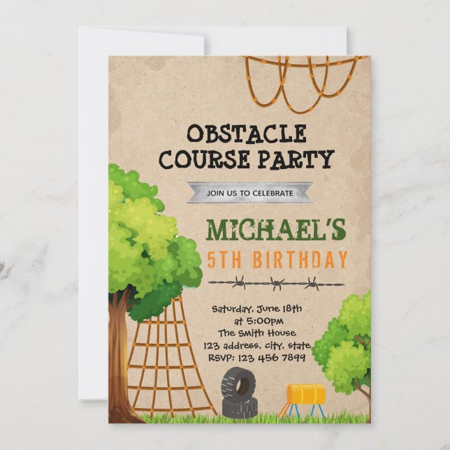 Outdoor course party birthday invitation (Front)