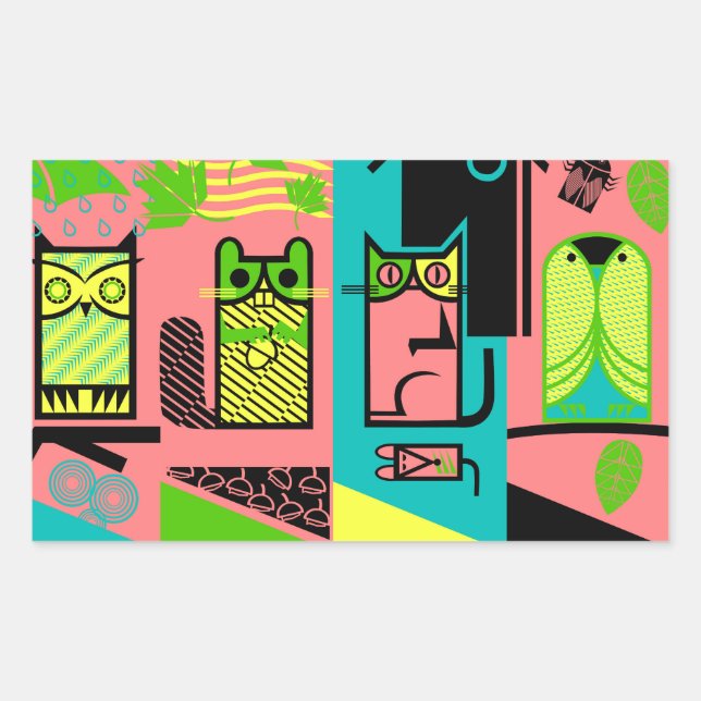 Outdoor creatures rectangular sticker (Front)
