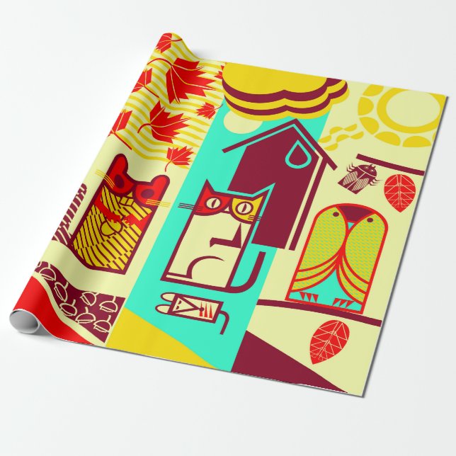 outdoor creatures wrapping paper (Unrolled)