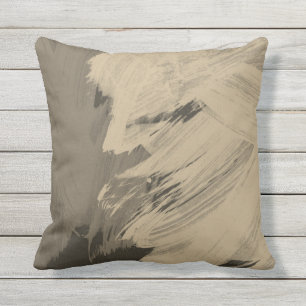 Outdoor cushion abstract browns taupe decor pillow