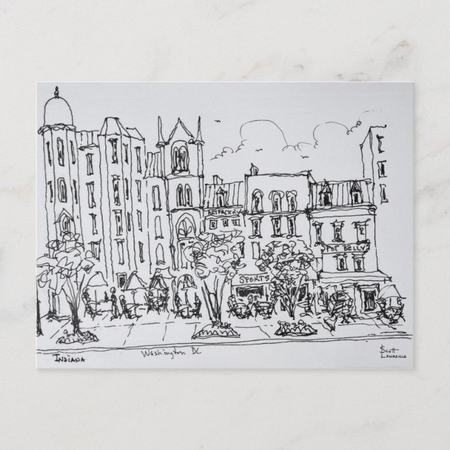 Outdoor Dining along Indiana St. | Washington DC Postcard (Front)