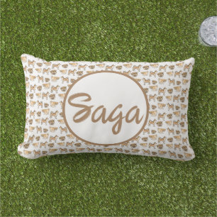 Outdoor dog design throw pillow with custom name